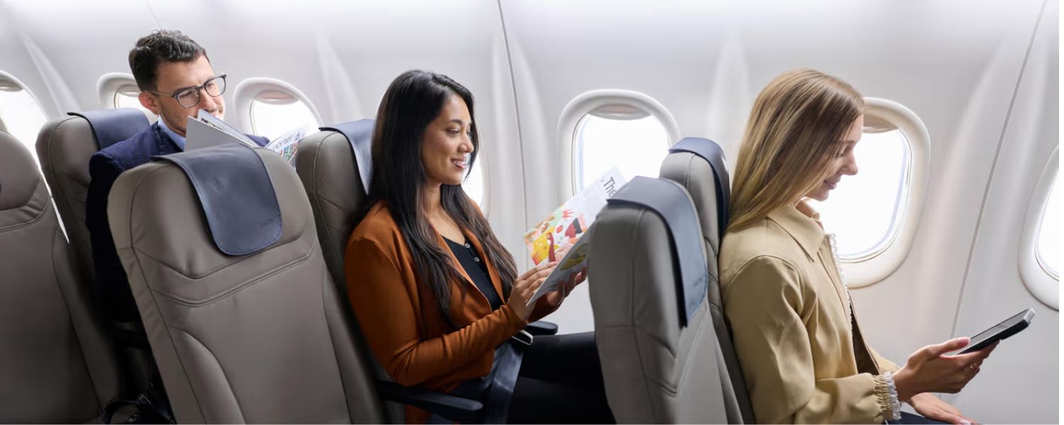 Porter Dash 8-400 two-by-two cabin layout with no middle seat