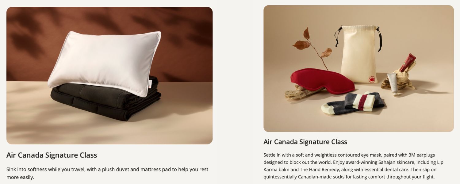 Air Canada Signature Class duvet and pillow